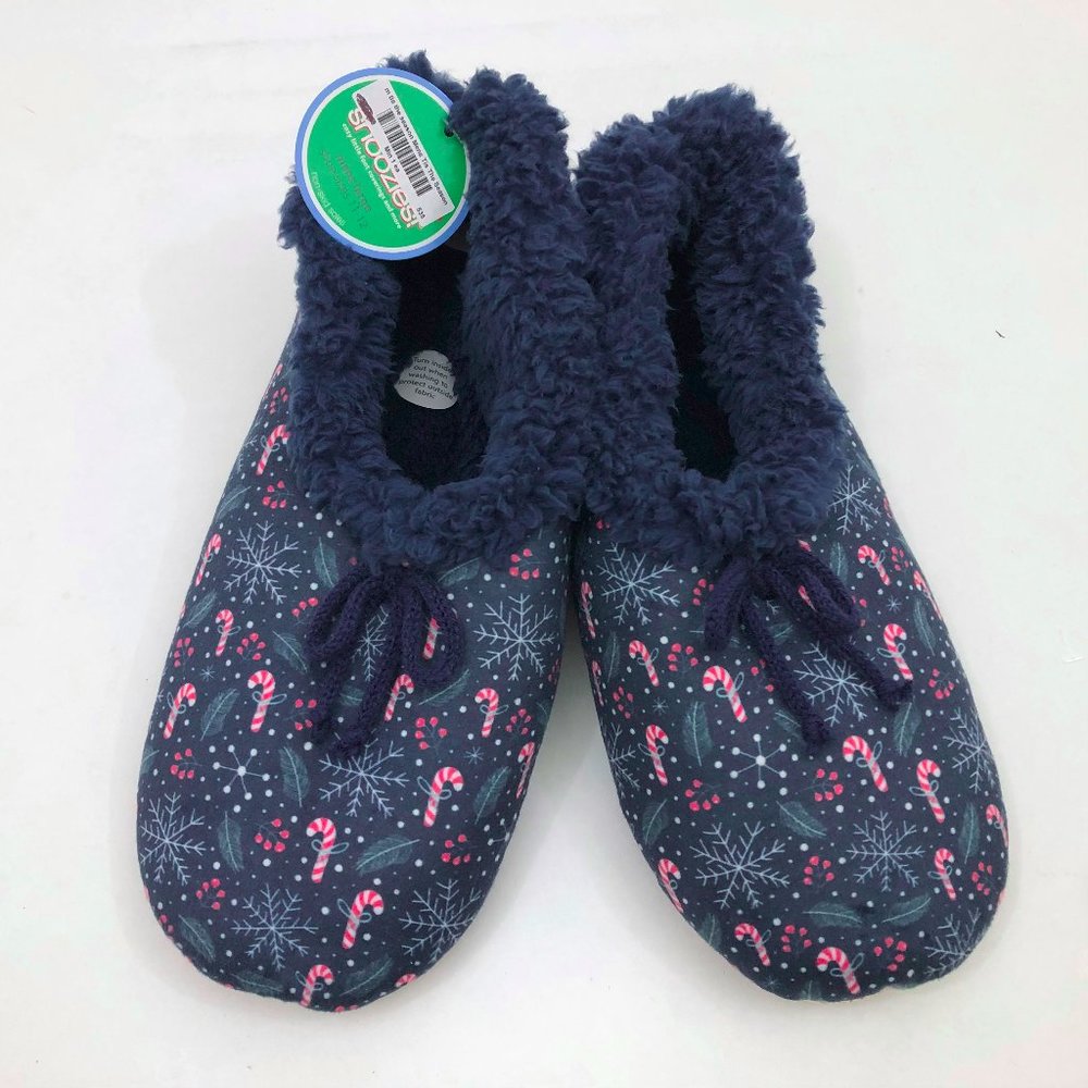 NWT Snoozies Men's Slippers Tis The Season Large 11/12 Navy Blue